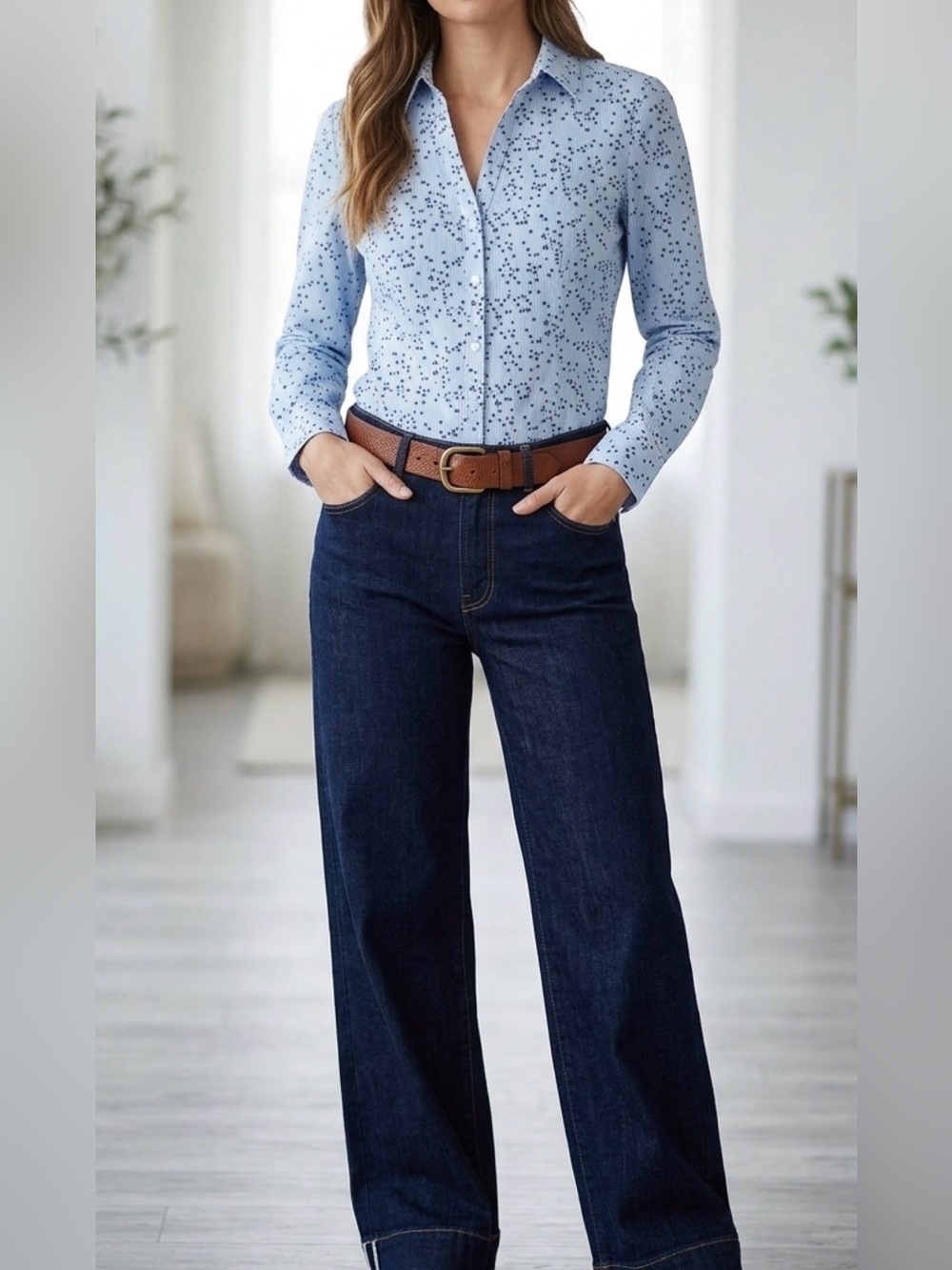 Express Cotton Stars and Stripes Women’s button down shirt